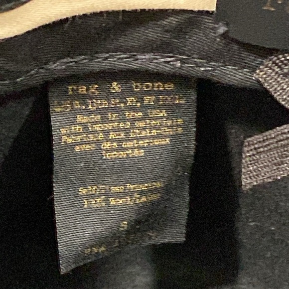 Rag & Bone Black Floppy Brim Fedora w/ Leather Scroll Band & Silver Studs size S - Picture 9 of 9